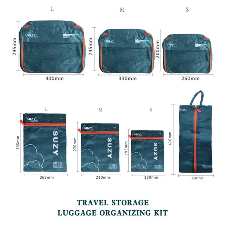 Carvallo Organizator bagażu podróżnego Zestaw 7-częściowy | Walizki na ubrania i buty | Oszczędność miejsca &amp; Wodoodporne