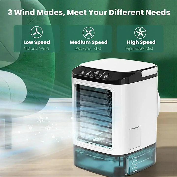 Carvallo Breeze 900 Chłodnica powietrza z ultradźwiękowym rozprowadzaniem | 3-stopniowy wentylator i nocne światło | Przenośna i cicha | 900 ml zbiornik na wodę do biura i domu