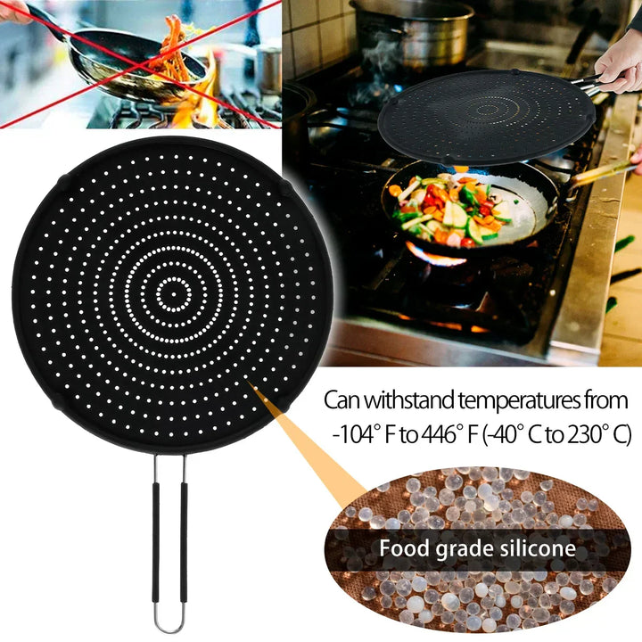 Carvallo CookSafe FlexGuard | Silikon i stal nierdzewna | Składana osłona na patelnię i garnek | 50×32 cm | Odporny na ciepło i bezpieczny w zmywarce