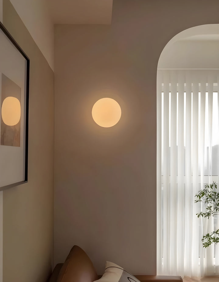 Okrągła Szklana Lampa Ścienna – Nowoczesna Lampa LED do Salonu lub Przedpokoju