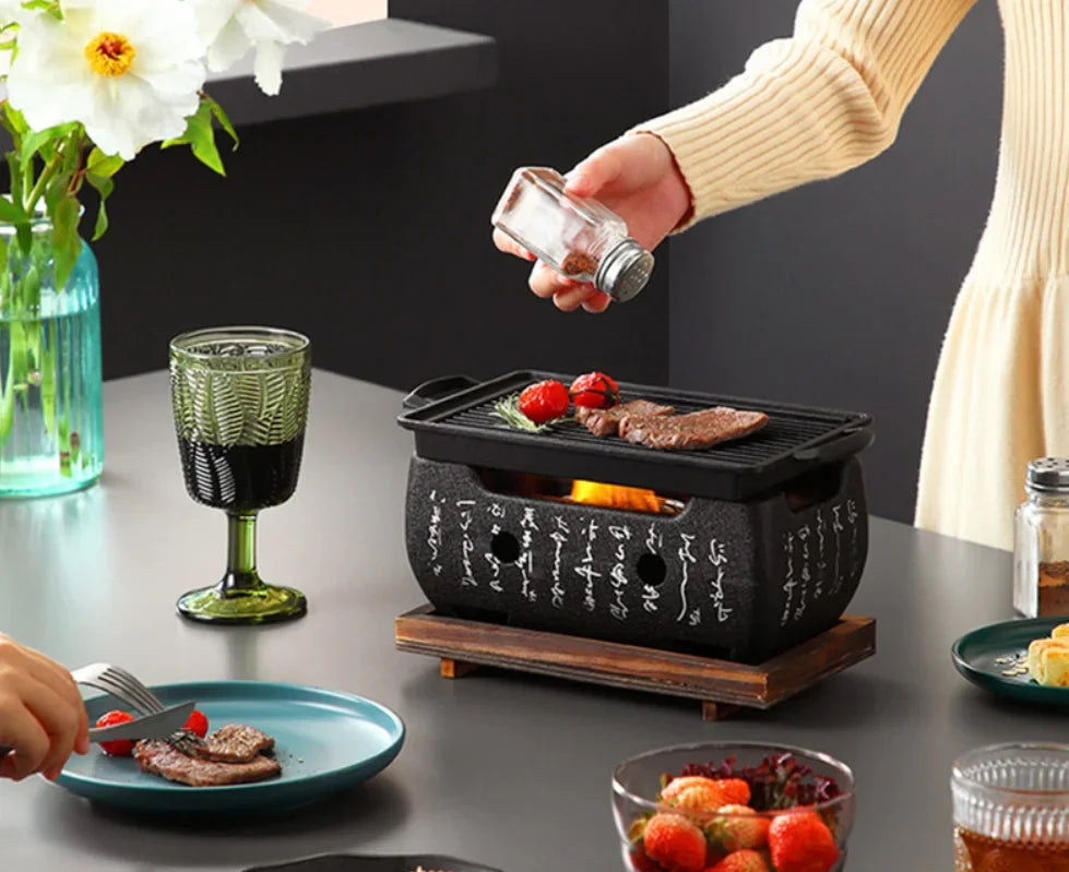 Carvallo Bärbar Kolgrill | Koreański Grill Stół do Użytku Zewnętrznego i Wewnętrznego | Wielokrotnego Użytku i Kompaktowy | Idealny do BBQ i Kempingu