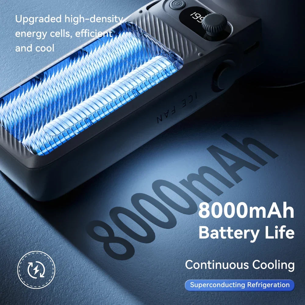 Carvallo 3-w-1 Przenośny Wentylator F5PRO | Wiszący, Biurkowy i Ręczny | Bateria 38000 mAh | Wyświetlacz LED i Natychmiastowe Chłodzenie