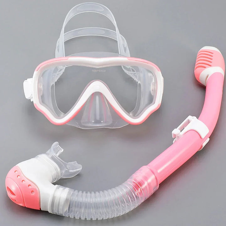 Carvallo Barn Tauchmask med snorkel | Antyfogowy i szczelny | Szkło hartowane i silikon | Dla chłopców i dziewcząt w wieku 7–15 lat