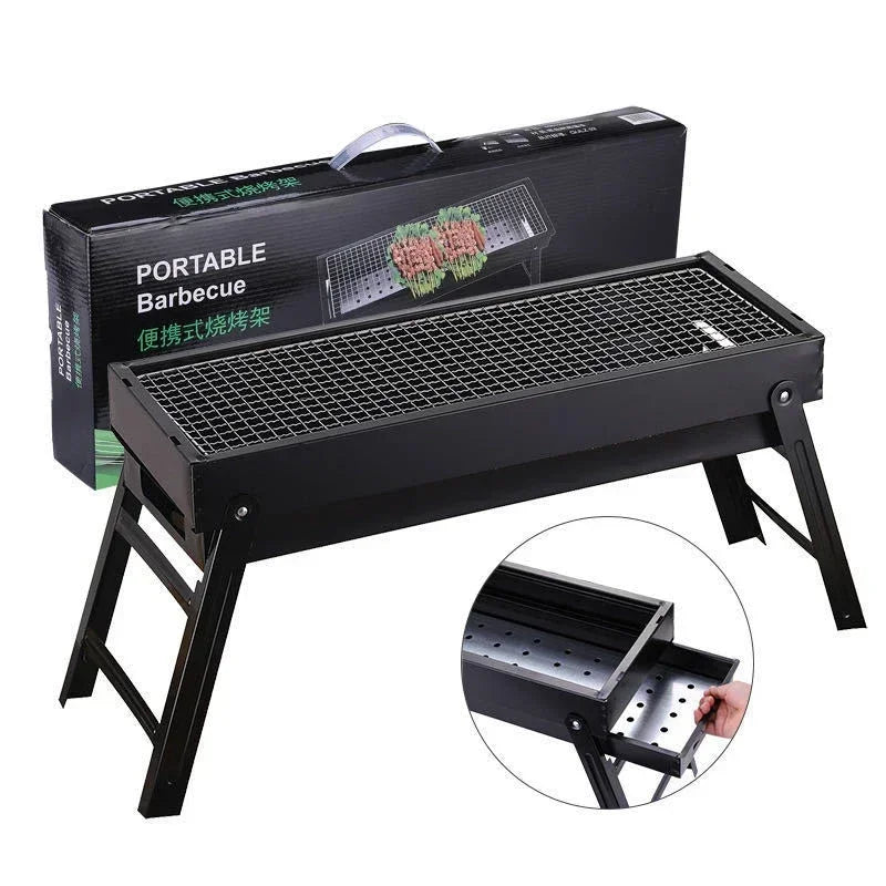Carvallo Pro Składany Grill Węglowy | Przenośny i stabilny | Do użytku na zewnątrz, kemping i piknik | 60 × 20 × 31,5 cm