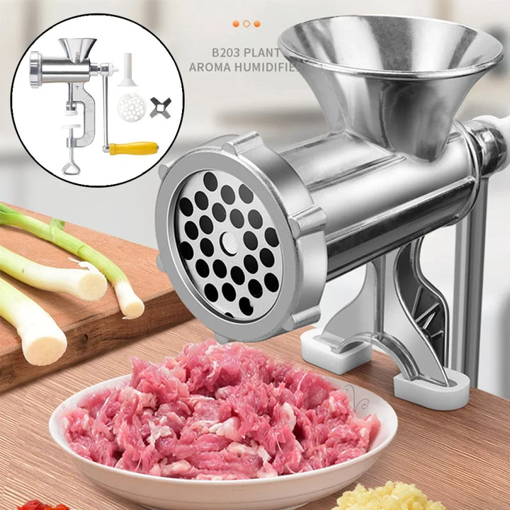 Carvallo-Köttkvarn MeatMaster ProManuell | Stal nierdzewna z mocowaniem do stołu | Do mięsa, warzyw i nadziewania kiełbas | 20×15 cm