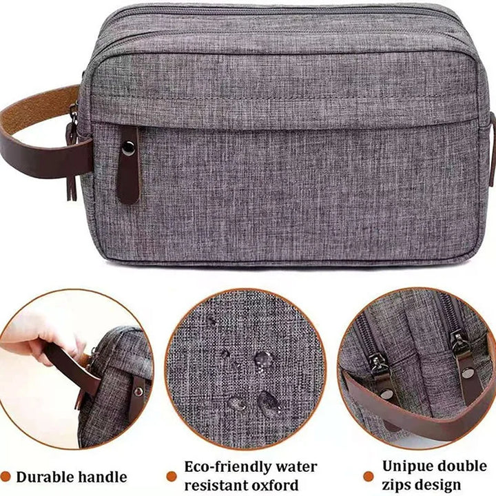 Carvallo Kosmetyczka Unisex | Wodoodporna | Design z płótna z skórzanym uchwytem | Na podróż i na co dzień