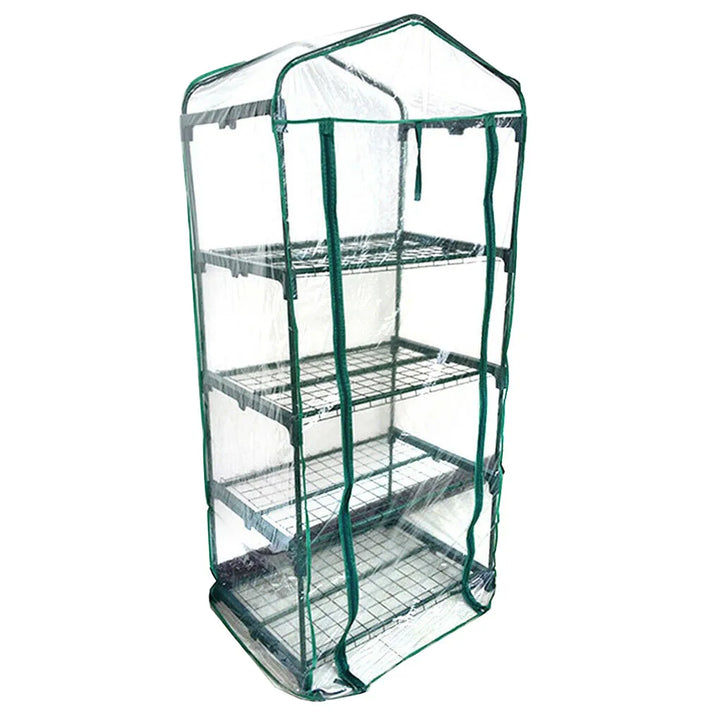 Carvallo Mini Przezroczysta folia PVC do szklarni | Wodoodporna i odporna na UV | Na 2–5 pięter | Z drzwiami na zamek błyskawiczny