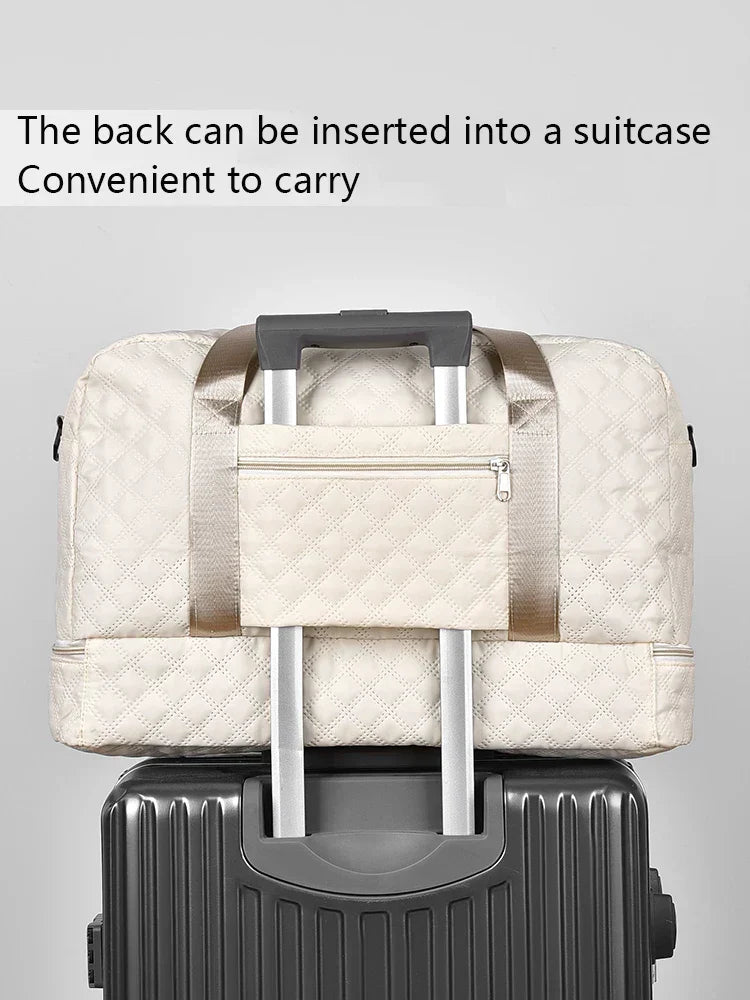 Carvallo TravelFlex Lekka walizka z diamentowym wzorem | Duża torba sportowa i weekendowa z przegrodą na buty i mokrą przegrodą | Zatwierdzona jako bagaż podręczny i składana