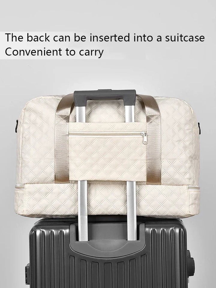 Carvallo TravelFlex Lekka walizka z diamentowym wzorem | Duża torba sportowa i weekendowa z przegrodą na buty i mokrą przegrodą | Zatwierdzona jako bagaż podręczny i składana