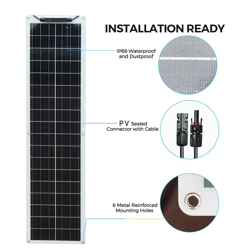 Zestaw paneli słonecznych Carvallo Pro Flexibles 50W | Ultralehký i elastyczny | 12V/24V | Do samochodu, łodzi, kampera i kempingu