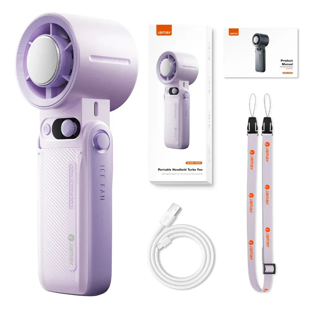 Carvallo 3-w-1 Przenośny Wentylator F5PRO | Wiszący, Biurkowy i Ręczny | Bateria 38000 mAh | Wyświetlacz LED i Natychmiastowe Chłodzenie