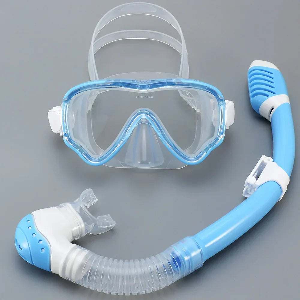 Carvallo Barn Tauchmask med snorkel | Antyfogowy i szczelny | Szkło hartowane i silikon | Dla chłopców i dziewcząt w wieku 7–15 lat