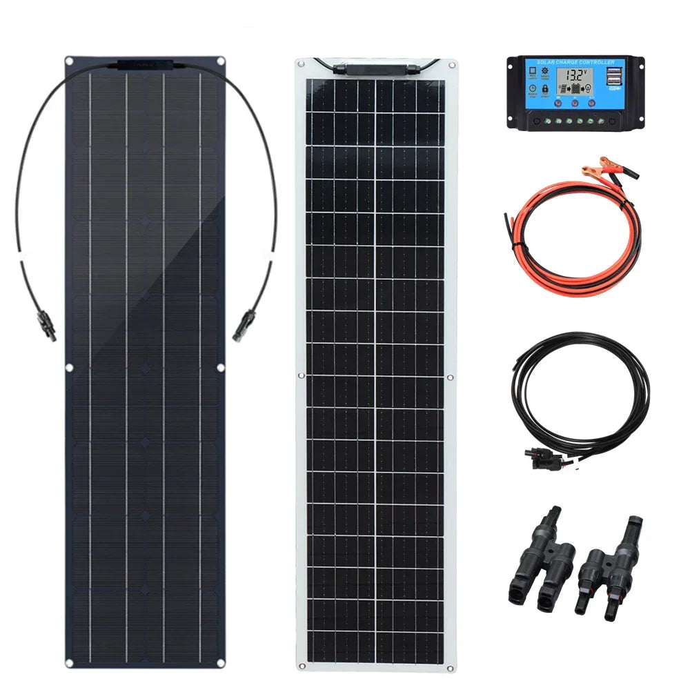 Zestaw paneli słonecznych Carvallo Pro Flexibles 50W | Ultralehký i elastyczny | 12V/24V | Do samochodu, łodzi, kampera i kempingu
