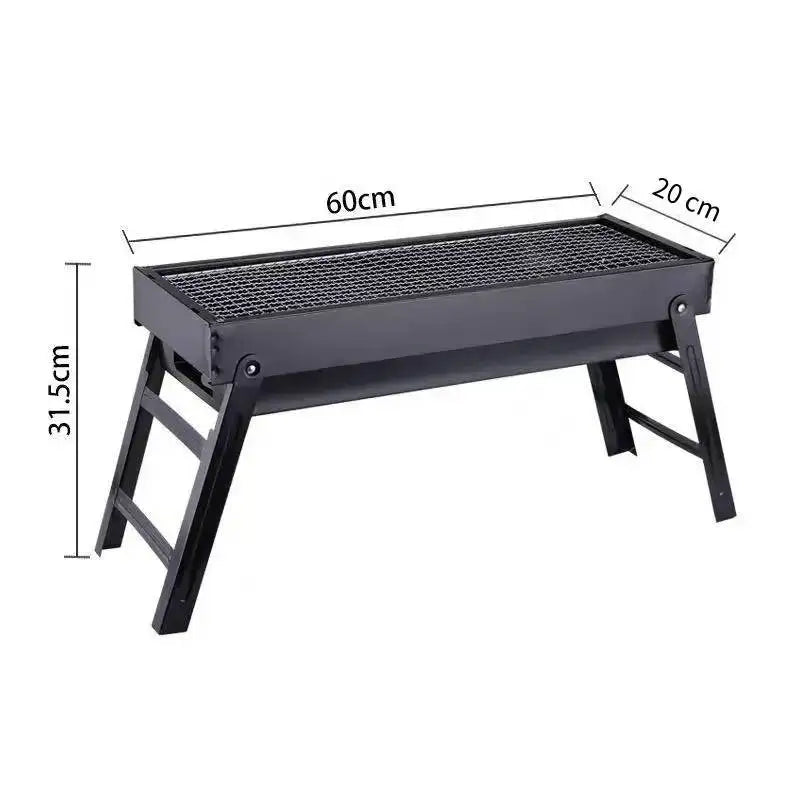 Carvallo Pro Składany Grill Węglowy | Przenośny i stabilny | Do użytku na zewnątrz, kemping i piknik | 60 × 20 × 31,5 cm