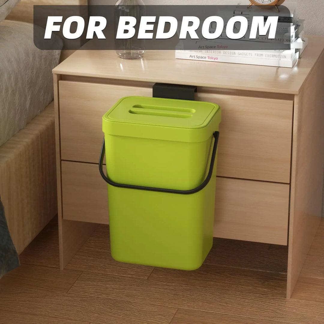 Mini Kosz na Śmieci Carvallo | Z Pokrywą | Wiszący i Montaż na Ścianie | Kompaktowy i Blokujący Zapachy | Do Kuchni, Łazienki i Biura