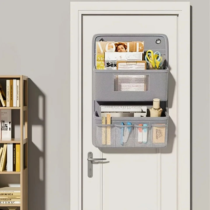 Carvallo WallPocket Organizer Ścienny Tkanina Szary | Z oknem i hakami | Wiele kieszeni
