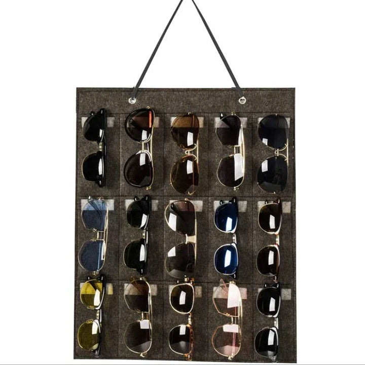 Organizer Carvallo | Ścienny uchwyt na okulary | Składana torba na okulary przeciwsłoneczne | Oszczędzająca miejsce i odporna na kurz | 42 × 38 cm