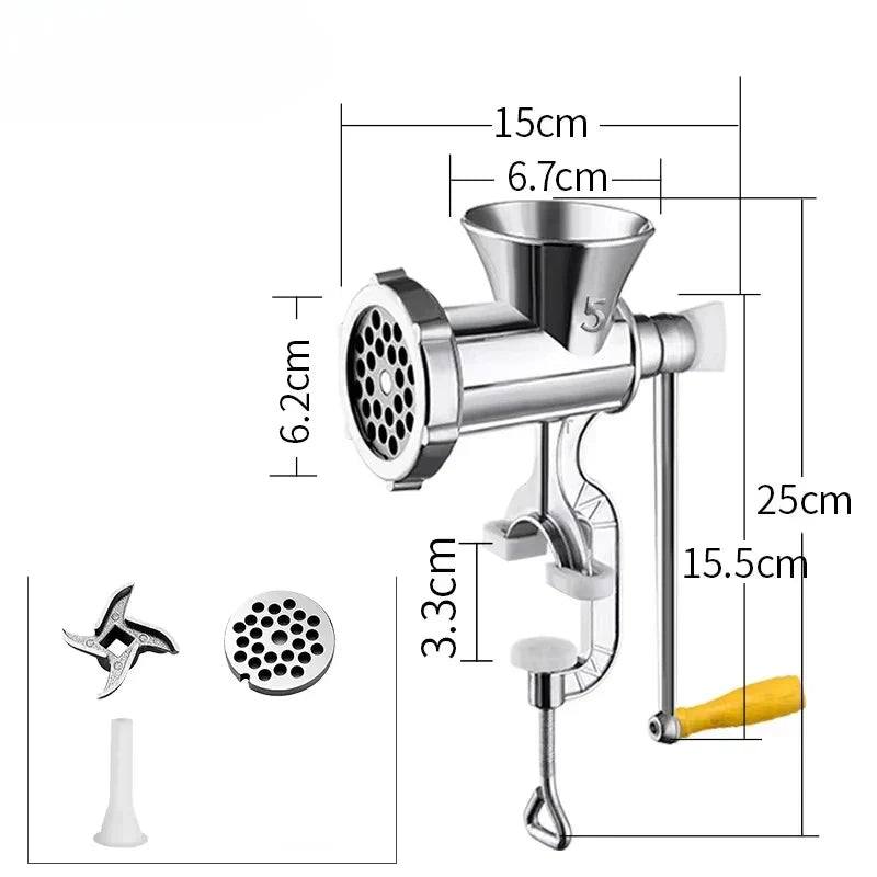 Carvallo-Köttkvarn MeatMaster ProManuell | Stal nierdzewna z mocowaniem do stołu | Do mięsa, warzyw i nadziewania kiełbas | 20×15 cm