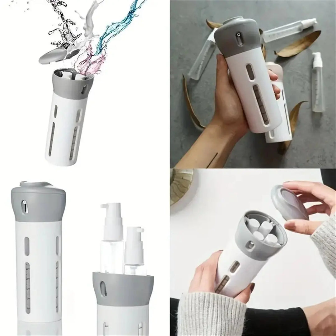 Carvallo 4-w-1 Wielokrotnego Użytku Dispenser Podróżny | Bezpieczny Dispenser na Szampon, Lotion, Perfumy &amp; Balsam | Kompaktowy &amp; Zgodny z TSA
