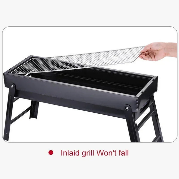 Carvallo Pro Składany Grill Węglowy | Przenośny i stabilny | Do użytku na zewnątrz, kemping i piknik | 60 × 20 × 31,5 cm