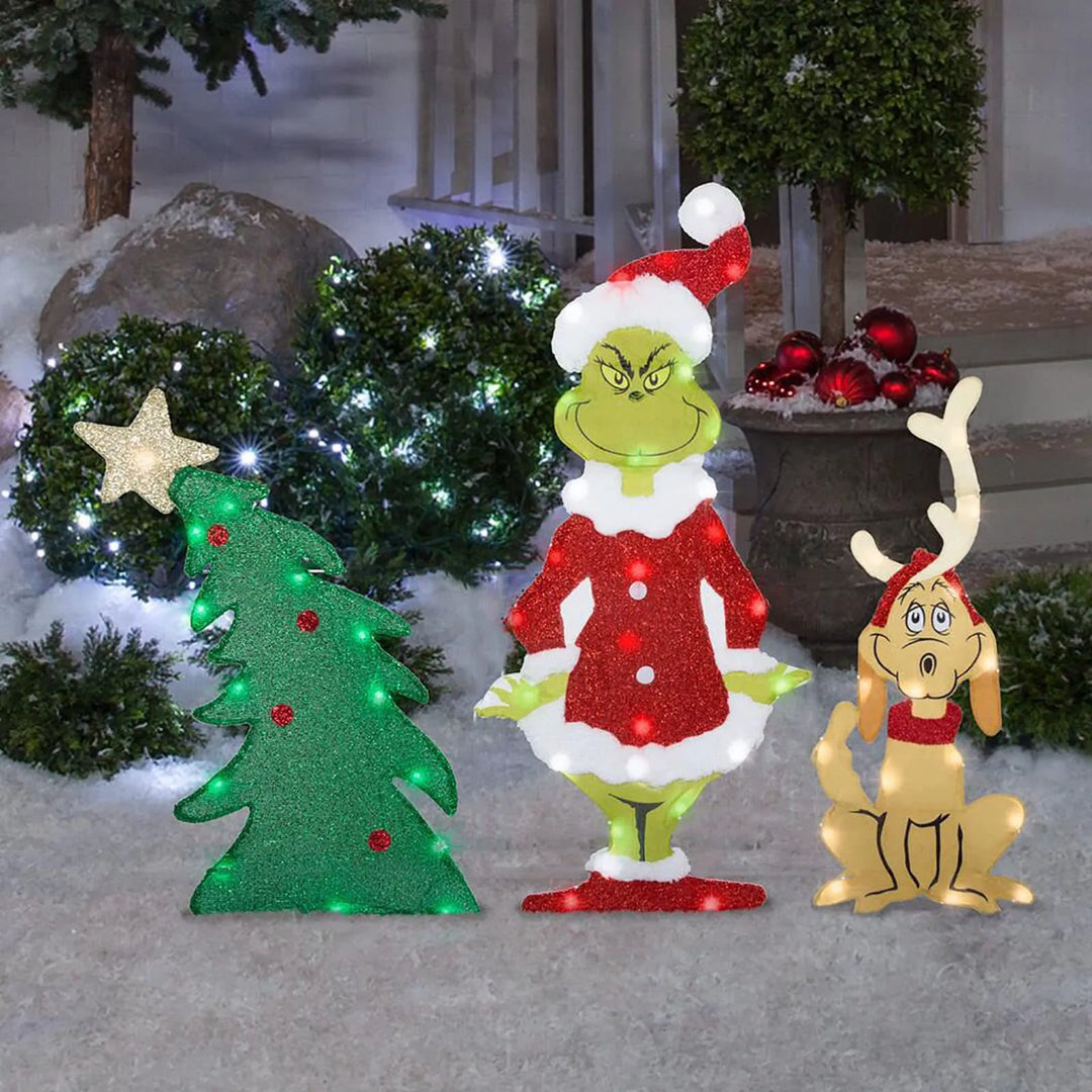 Grinch Dekoracja Świąteczna - Wesołe Oświetlenie Ogrodowe na Święta