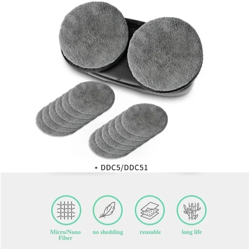 Carvallo-Mop-Pads GlassPurex | Wymienne i wielokrotnego użytku | Kompatybilne z myjkami okien HUTT DDC5/DDC55 | Ściereczki z mikrofibry