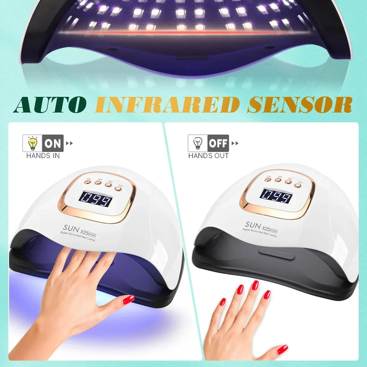 Carvallo-LED Lampa do paznokci NailRadiant Pro 81 | 81 LED-ów | 4 tryby timera | Inteligentny czujnik i technologia bezbólowości | Do Carvallo i żelu LED