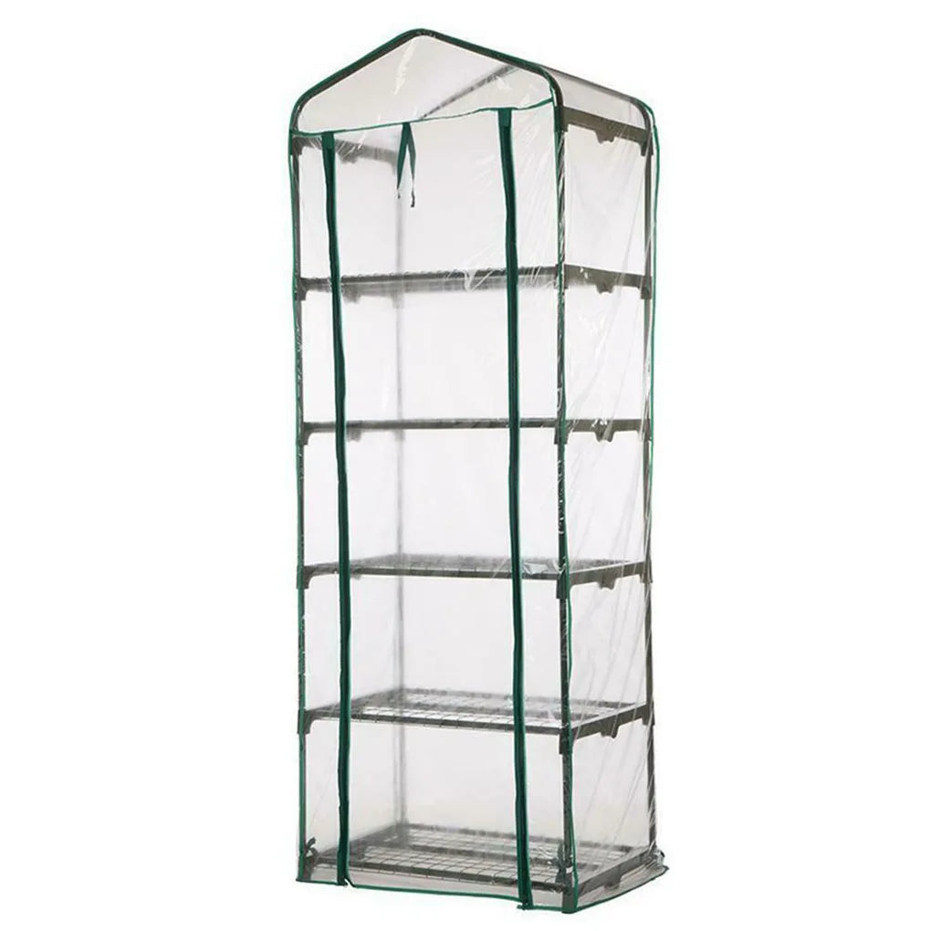 Carvallo Mini Przezroczysta folia PVC do szklarni | Wodoodporna i odporna na UV | Na 2–5 pięter | Z drzwiami na zamek błyskawiczny