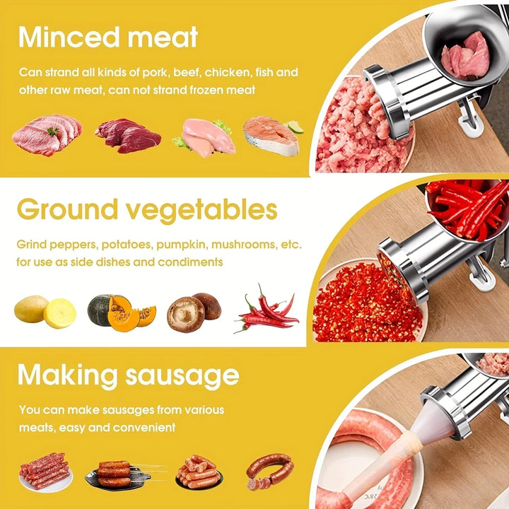 Carvallo-Köttkvarn MeatMaster ProManuell | Stal nierdzewna z mocowaniem do stołu | Do mięsa, warzyw i nadziewania kiełbas | 20×15 cm