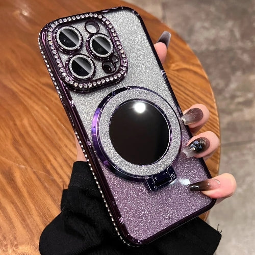 Etui na telefon z lustrem, magnetyczny stojak, brokat