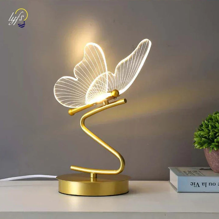 Lampa stołowa Carvallo Lunavia | 3 źródła światła | Motyw motyla | Akryl i złoto | 6 W
