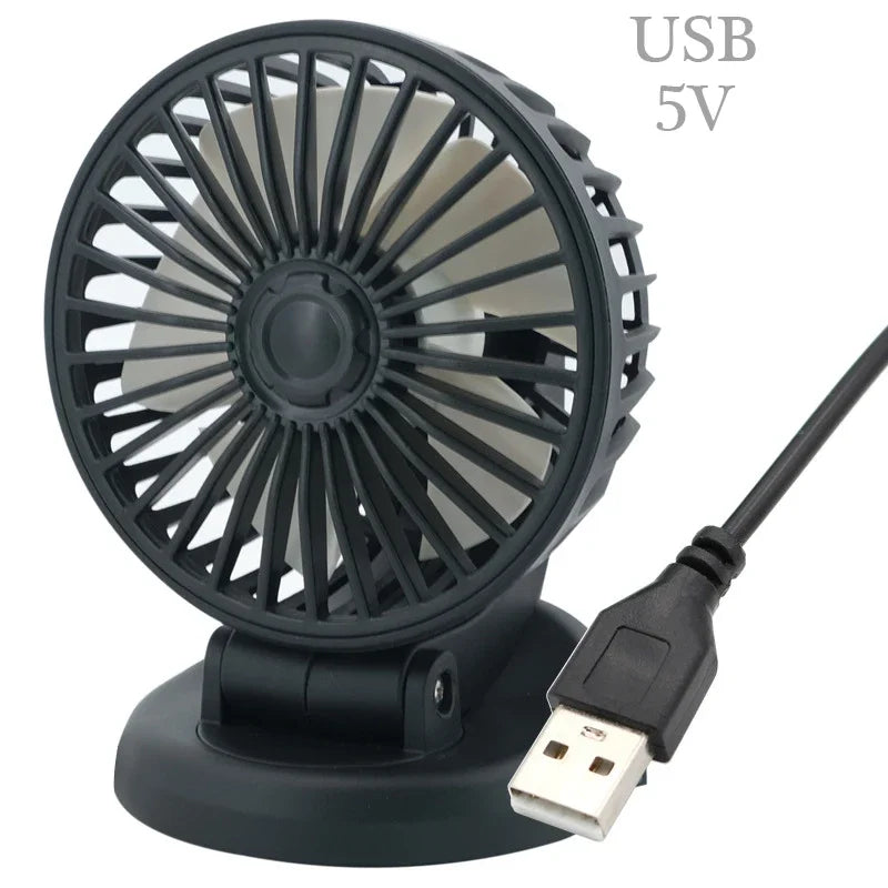 Wentylator samochodowy Carvallo 12V/24V/5V | USB lub zapalniczka | Obrotowy i kompaktowy | Do samochodu, ciężarówki, SUV, kampera i biura