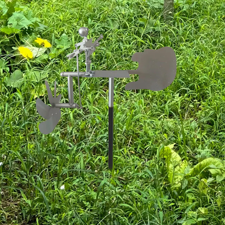 Carvallo Metalowy Wiatrak Gitara | Ręcznie Robiona Rzeźba Wiatru | Rockowa Dekoracja do Ogrodu i Tarasu | 28 × 17 cm