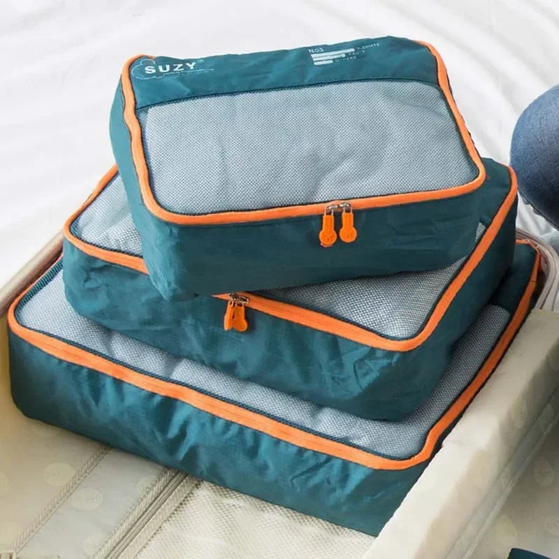 Carvallo Organizator bagażu podróżnego Zestaw 7-częściowy | Walizki na ubrania i buty | Oszczędność miejsca &amp; Wodoodporne