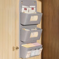 Carvallo WallPocket Organizer Ścienny Tkanina Szary | Z oknem i hakami | Wiele kieszeni