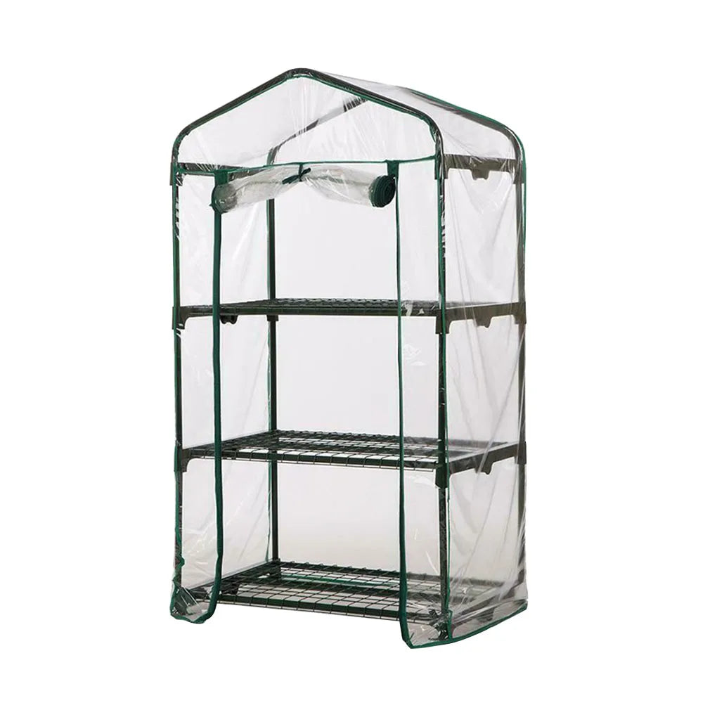 Carvallo Mini Przezroczysta folia PVC do szklarni | Wodoodporna i odporna na UV | Na 2–5 pięter | Z drzwiami na zamek błyskawiczny