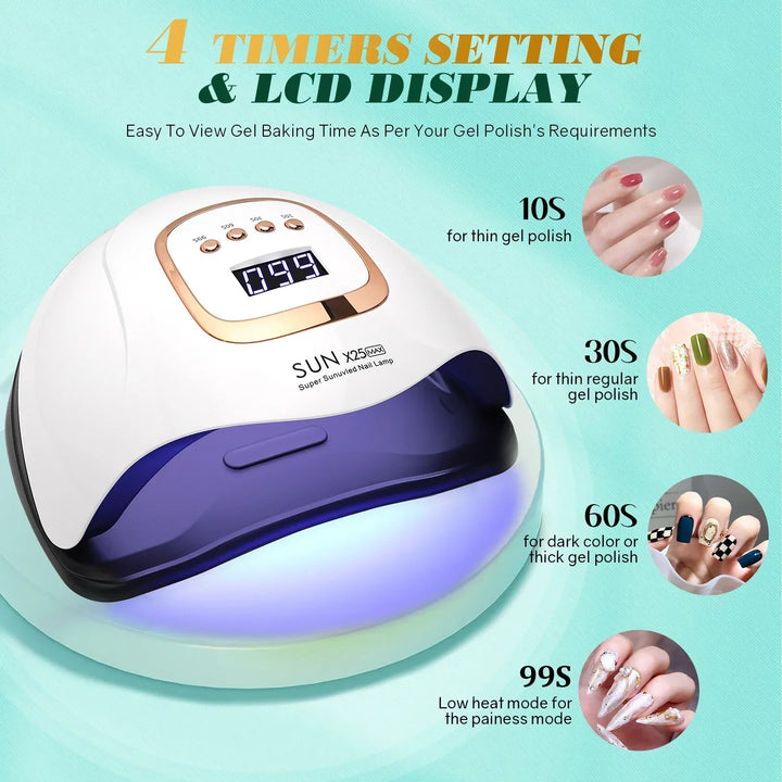 Carvallo-LED Lampa do paznokci NailRadiant Pro 81 | 81 LED-ów | 4 tryby timera | Inteligentny czujnik i technologia bezbólowości | Do Carvallo i żelu LED