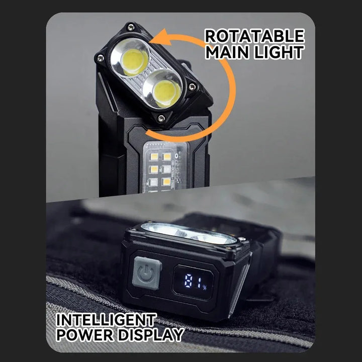 Carvallo Taktisk Mini-LED-Lampa Robocza | Ładowanie USB-C | 7 Trybów Światła &amp; Magnes | 8,1 × 4,5 × 2,6 cm | Wodoodporność IPX4