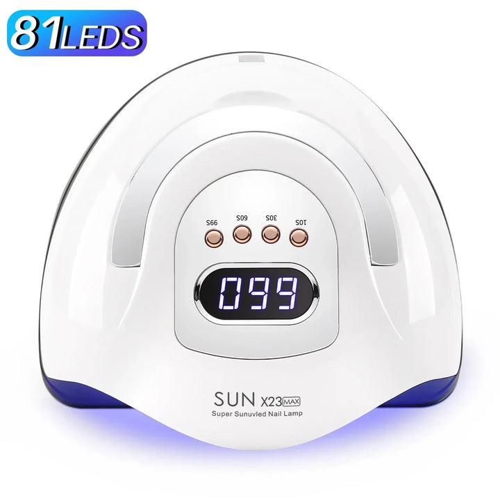 Carvallo-LED Lampa do paznokci NailRadiant Pro 81 | 81 LED-ów | 4 tryby timera | Inteligentny czujnik i technologia bezbólowe | Dla Carvallo i żeli LED