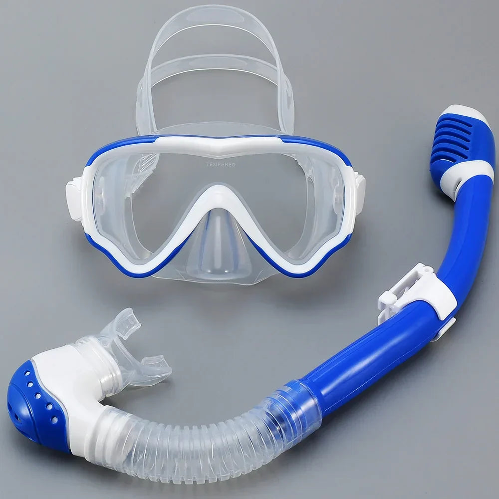 Carvallo Barn Tauchmask med snorkel | Antyfogowy i szczelny | Szkło hartowane i silikon | Dla chłopców i dziewcząt w wieku 7–15 lat