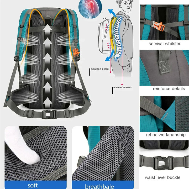 Carvallo 70L Plecak Trekkingowy | Wodoodporny Plecak Kempingowy z Osłoną Przeciwdeszczową | Duży Plecak na Zewnątrz do Wędrówek, Wspinaczki Górskiej i Podróży