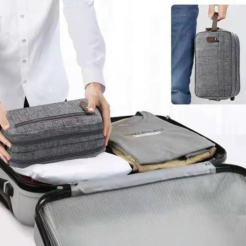 Carvallo Kosmetyczka Unisex | Wodoodporna | Design z płótna z skórzanym uchwytem | Na podróż i na co dzień