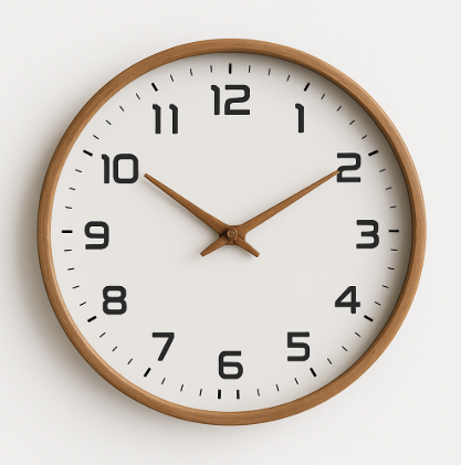 Cichy Drewniany Zegar Ścienny | 10" lub 12" | Beztykowy Mechanizm Kwarcowy | Minimalistyczny Nordycki Design