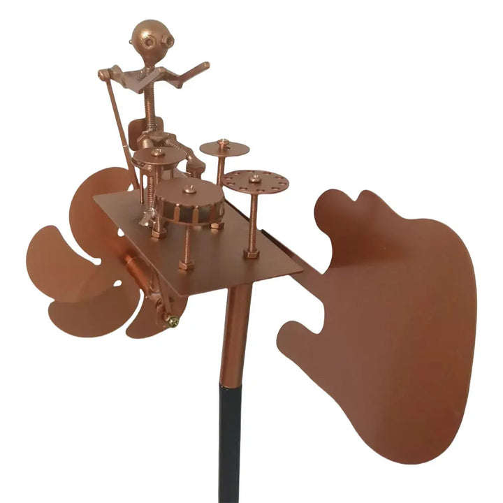 Carvallo Metalowy Wiatrak Gitara | Ręcznie Robiona Rzeźba Wiatru | Rockowa Dekoracja do Ogrodu i Tarasu | 28 × 17 cm