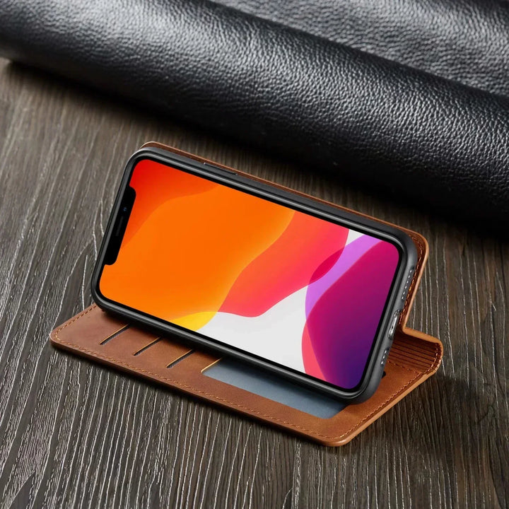 Skórzane Etui na iPhone z Portfelem i Miejscem na Karty