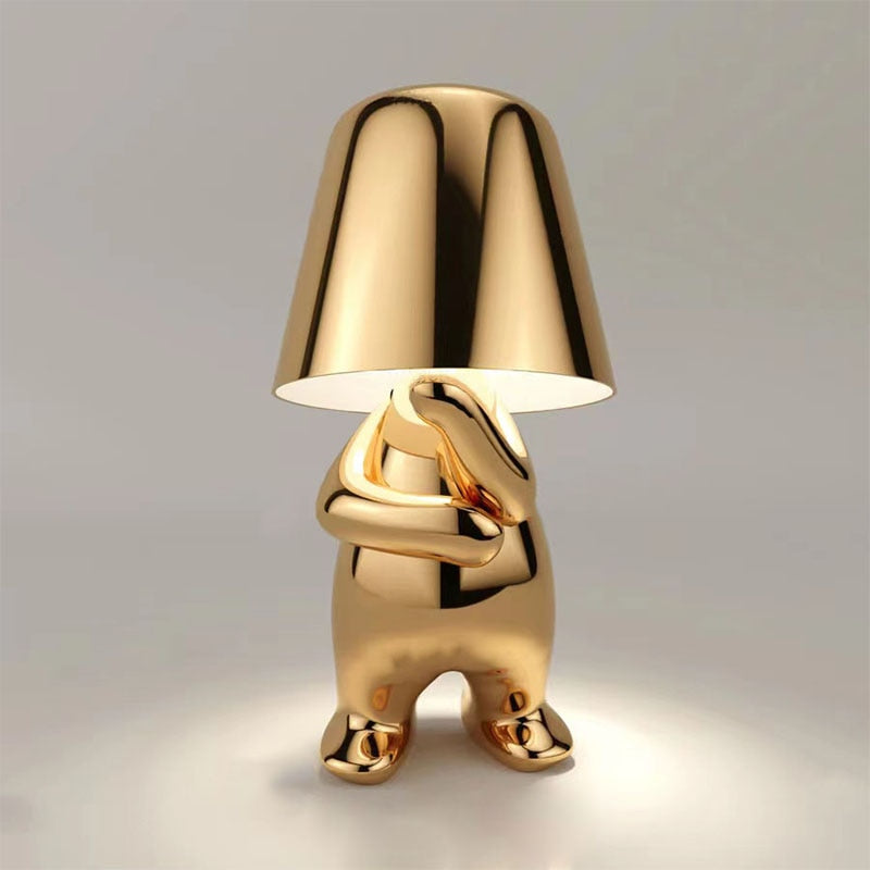 Nowoczesna Złota Metalowa Lampa LED na Stół