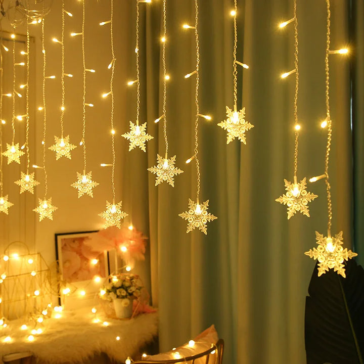 LED łańcuch świetlny z płatkami śniegu – Kolorowe dekoracyjne światła na Boże Narodzenie i imprezy