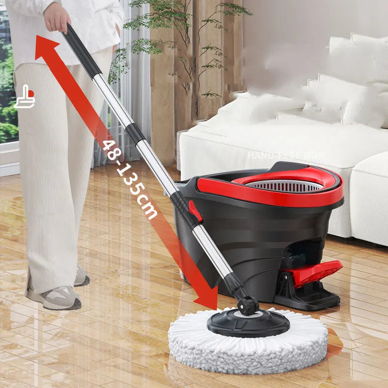 Carvallo Clean Mop Kompletny zestaw mopów | design z obracanym skrętem | z systemem łatwego rozpoczęcia odwirowania | w tym wiadro