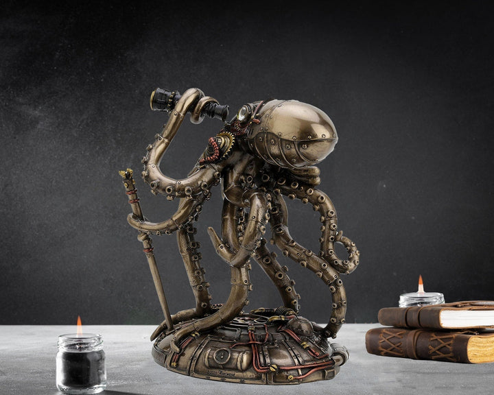 Kraken - Retro-futurystyczny steampunkowy ośmiorniczy eksplorator Statua