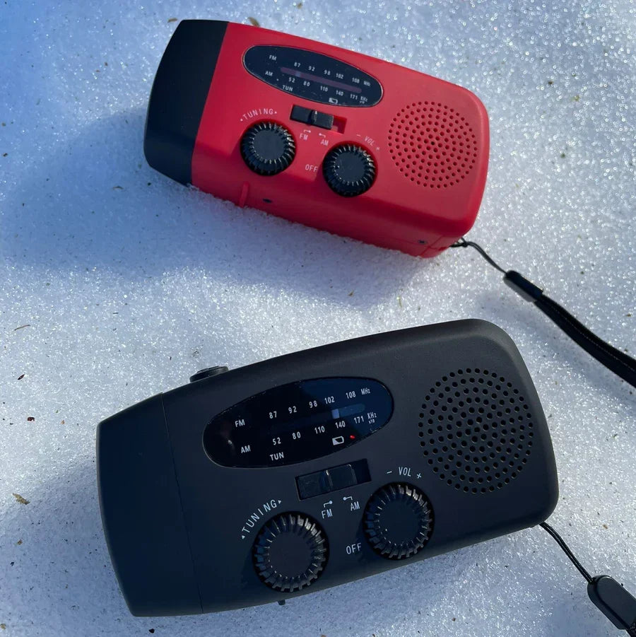 Radio awaryjne - 2000 mAh wbudowany powerbank, latarka i panele słoneczne